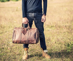 Leather Mens Cool Large Weekender Bag Travel Bag for Men