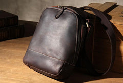 Leather Mens Cool Shoulder Bag Vintage Purse Messenger Bag Crossbody Bag for Men
