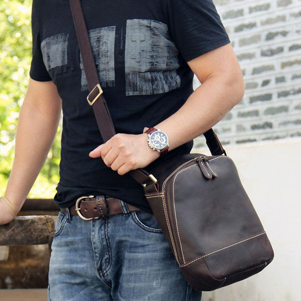 Leather Mens Cool Shoulder Bag Vintage Purse Messenger Bag Crossbody Bag for Men