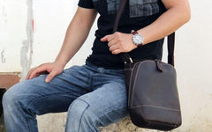 Leather Mens Cool Shoulder Bag Vintage Purse Messenger Bag Crossbody Bag for Men