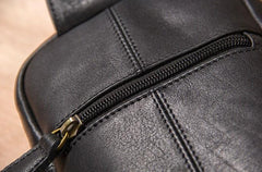 Leather Mens Cool Sling Bag Black Coffee Crossbody Bag Chest Bag for men