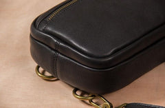Leather Mens Cool Sling Bag Black Coffee Crossbody Bag Chest Bag for men