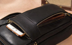 Leather Mens Cool Sling Bag Black Coffee Crossbody Bag Chest Bag for men