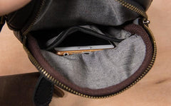 Leather Mens Cool Sling Bag Black Coffee Crossbody Bag Chest Bag for men