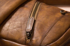 Leather Mens Cool Sling Bag Brown Crossbody Bag Chest Bag for men - imessengerbags