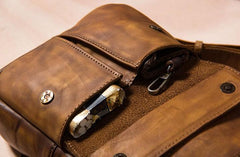 Leather Mens Cool Sling Bag Brown Crossbody Bag Chest Bag for men - imessengerbags