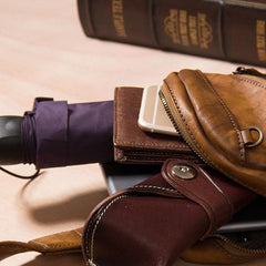 Leather Mens Cool Sling Bag Brown Crossbody Bag Chest Bag for men - imessengerbags