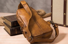 Leather Mens Cool Sling Bag Brown Crossbody Bag Chest Bag for men - imessengerbags