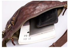 Leather Mens Cool Sling Bag Crossbody Bag Chest Bag Fanny Pack for men