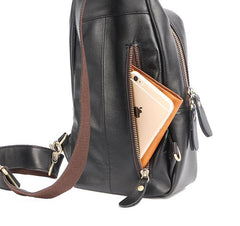 Leather Mens Cool Sling Bag Crossbody Bag Chest Bag for men