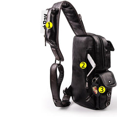 Leather Mens Cool Sling Bag Crossbody Bag Chest Bag for men