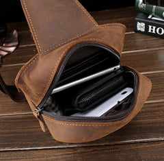 Leather Mens Cool Sling Bag Crossbody Bag Chest Bag for men - imessengerbags