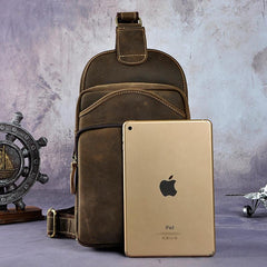 Leather Mens Cool Sling Bag Crossbody Bag Chest Bag for men