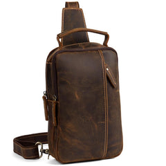 Leather Mens Cool Sling Bag Crossbody Bag Chest Bag for men