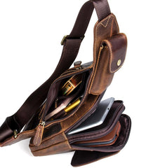 Leather Mens Cool Sling Bag Crossbody Bag Chest Bag for men