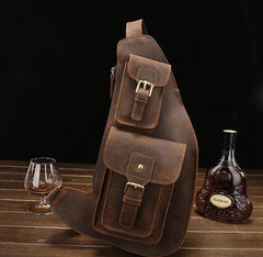 Leather Mens Cool Sling Bag Crossbody Bag Chest Bag for men - imessengerbags