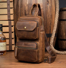 Leather Mens Cool Sling Bag Crossbody Bag Chest Bag for men - imessengerbags