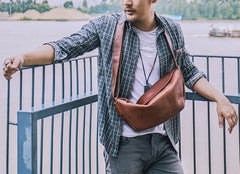 Leather Mens Cool Sling Bag Crossbody Bag Chest Bag for men