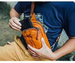 Leather Mens Cool Sling Bag Crossbody Bag Chest Bag for men - imessengerbags