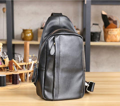 Leather Mens Cool Sling Bag Crossbody Bag Chest Bag for men