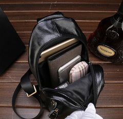 Leather Mens Cool Sling Bag Crossbody Bag Chest Bag for men