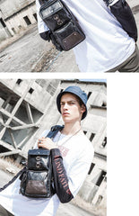 Leather Mens Cool Sling Bag Crossbody Bag Chest Bag for men