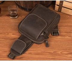 Leather Mens Cool Sling Bag Crossbody Bag Chest Bag for men
