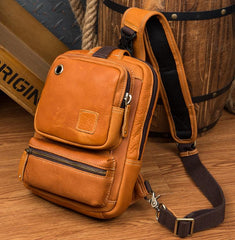 Leather Mens Cool Sling Bag Crossbody Bag Chest Bag for men