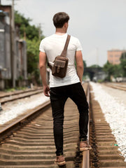 Leather Mens Cool Sling Bag Crossbody Bag Chest Bag for men - imessengerbags