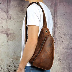 Leather Mens Cool Sling Bag Crossbody Bag Chest Bag for men - imessengerbags