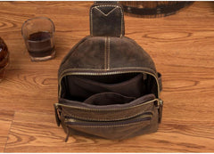 Leather Mens Cool Sling Bag Crossbody Bag Chest Bag for men