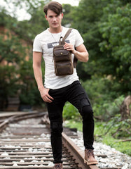 Leather Mens Cool Sling Bag Crossbody Bag Chest Bag for men - imessengerbags