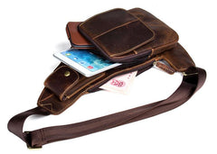Leather Mens Cool Sling Bag Crossbody Bag Chest Bag for men