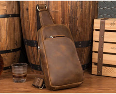 Leather Mens Cool Sling Bag Crossbody Bag Chest Bag for men - imessengerbags
