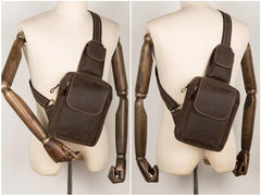 Leather Mens Cool Sling Bag Crossbody Bag Chest Bag for men
