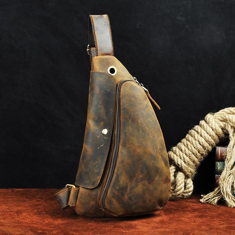Leather Mens Cool Sling Bag Crossbody Bag Chest Bag for men - imessengerbags
