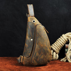 Leather Mens Cool Sling Bag Crossbody Bag Chest Bag for men - imessengerbags
