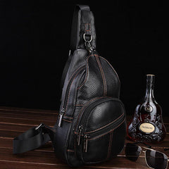 Leather Mens Cool Sling Bag Crossbody Bag Chest Bag for men