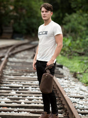 Leather Mens Cool Sling Bag Crossbody Bag Chest Bag for men - imessengerbags