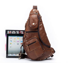 Leather Mens Cool Sling Bag Crossbody Bag Chest Bag for men
