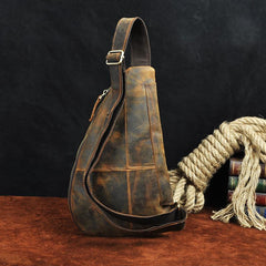Leather Mens Cool Sling Bag Crossbody Bag Chest Bag for men - imessengerbags
