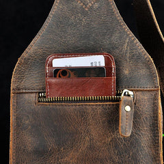 Leather Mens Cool Sling Bag Crossbody Bag Chest Bag for men
