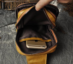 Leather Mens Cool Sling Bag Crossbody Bag Chest Bag for men