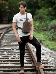 Leather Mens Cool Sling Bag Crossbody Bag Chest Bag for men - imessengerbags