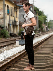 Leather Mens Cool Sling Bag Crossbody Bag Chest Bag for men - imessengerbags