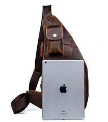 Leather Mens Cool Sling Bag Crossbody Bag Chest Bag for men