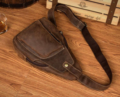 Leather Mens Cool Sling Bag Crossbody Bag Chest Bag for men