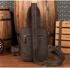 Leather Mens Cool Sling Bag Crossbody Bag Chest Bag for men