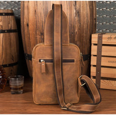 Leather Mens Cool Sling Bag Crossbody Bag Chest Bag for men
