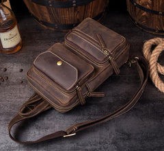 Leather Mens Cool Sling Bag Crossbody Bag Chest Bag for men - imessengerbags